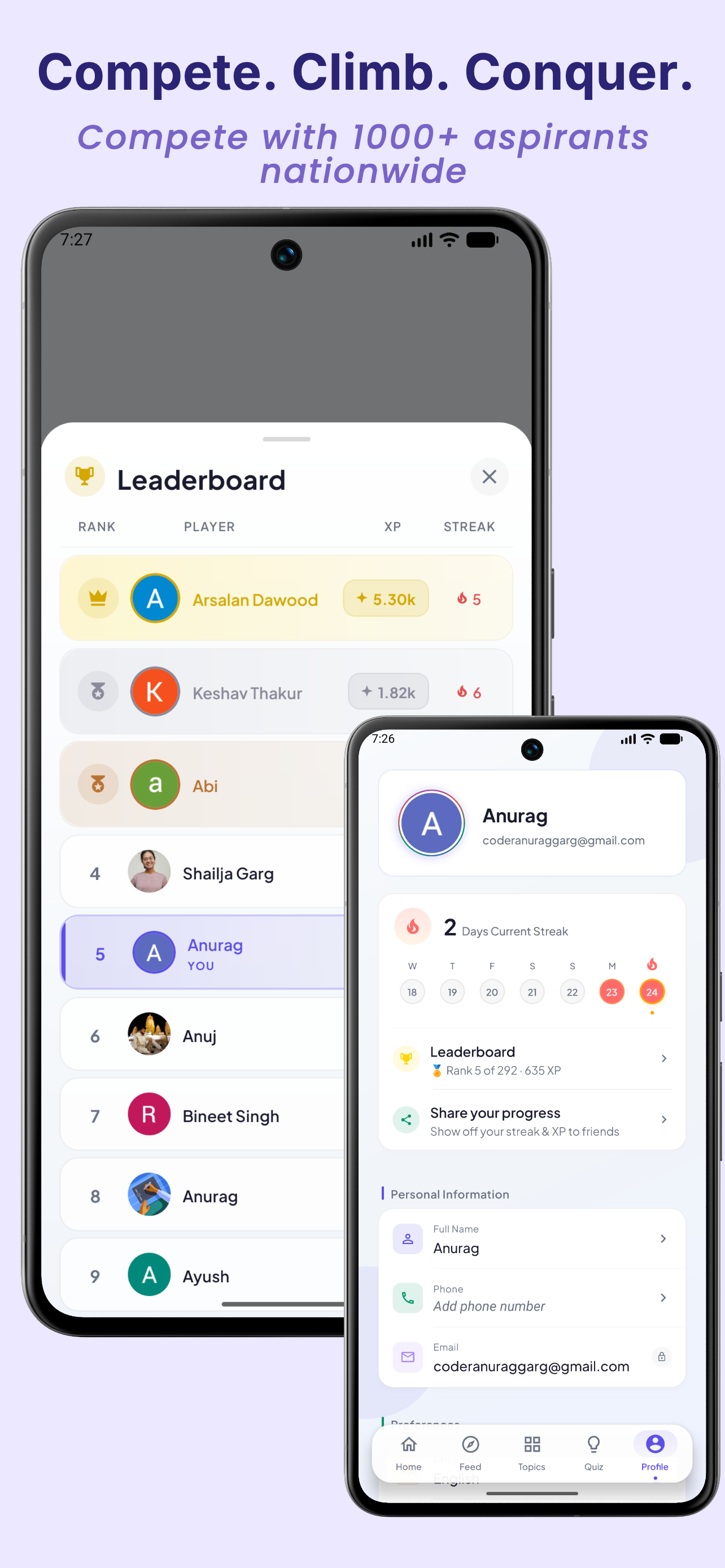 Leaderboard & Profile